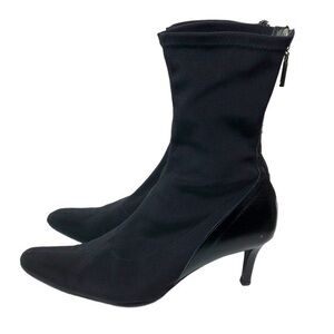 DKNY City Heeled Boots Leather Fabric Black
